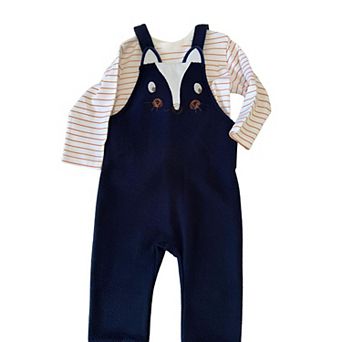 Newborn & Toddler Overalls In A Fun Print (skunk) Striped Long-Sleeve Shirt Included