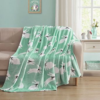 Kate Aurora Hopping Easter Bunnies Ultra Soft and Plush Oversized Accent Throw Blanket