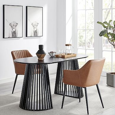 Milo Diamant Reverse Hourglass Modern Two Tone Tabletop Vase - Black and Walnut