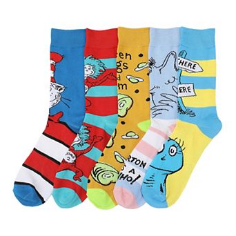 Women's Dr. Seuss 5-Pack The Cat in the Hat, Horton, & Friends Crew Socks