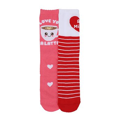 Women's Valentine's Day Crew Socks 2-Pack Novelty Candy Boxed Set