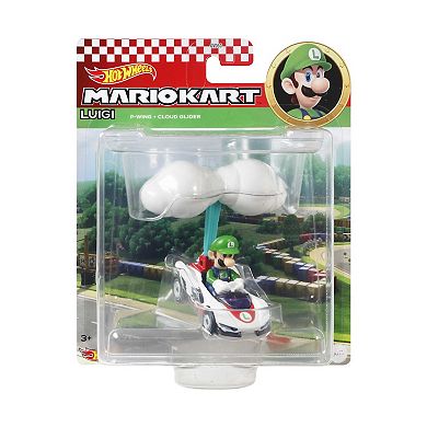Mattel Hot Wheels Mario Kart Luigi P-Wing and Cloud Glider Toy