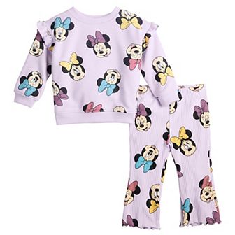 Baby Girl Jumping Beans® Disney's Minnie Mouse Flutter Sleeve Crew & Legging Set