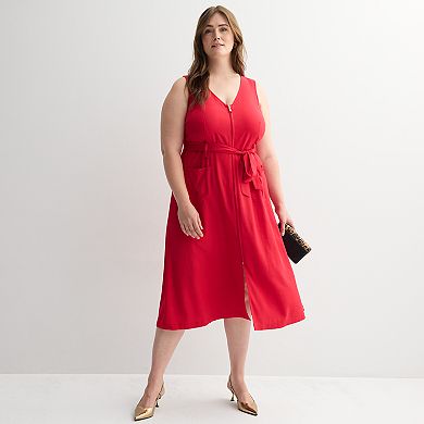 Plus Size Nine West V-Neck Midi Dress