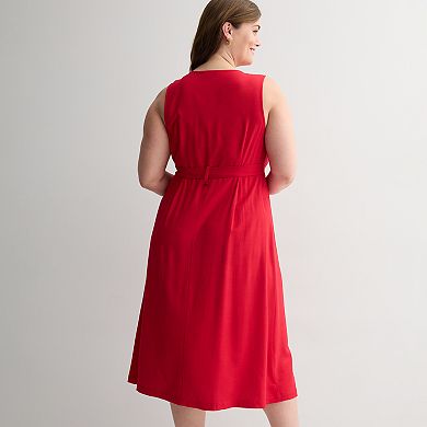 Plus Size Nine West V-Neck Midi Dress