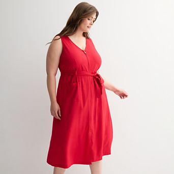 Plus Size Nine West V-Neck Midi Dress