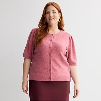 Plus Size Nine West Short Sleeve Cardigan