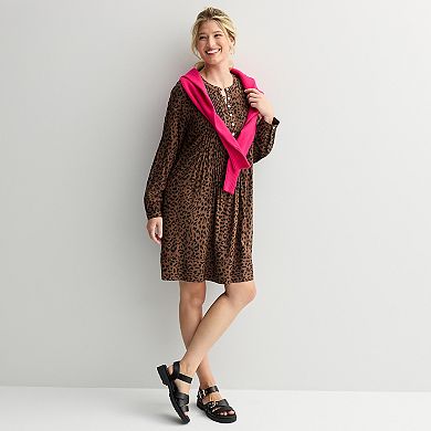 Petite Sonoma Goods For Life® Henley Long Sleeve Pintuck Dress