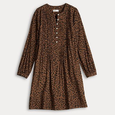 Petite Sonoma Goods For Life® Henley Long Sleeve Pintuck Dress