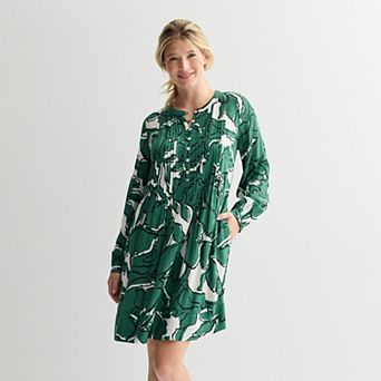 Petite Sonoma Goods For Life® Henley Long Sleeve Pintuck Dress