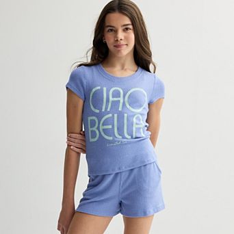 Girls 7-16 Limited Too 2 pc Hacci Tee & Shorts Set