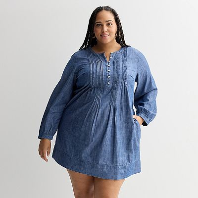 Plus Size Sonoma Goods For Life Long Sleeve Pintuck Dress