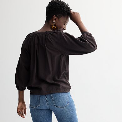 Petite Sonoma Goods For Life® Button Through Peasant Top