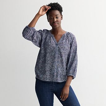 Petite Sonoma Goods For Life® Button Through Peasant Top