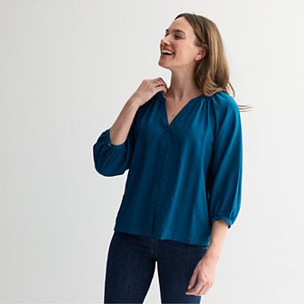 Petite Sonoma Goods For Life® Button Through Peasant Top