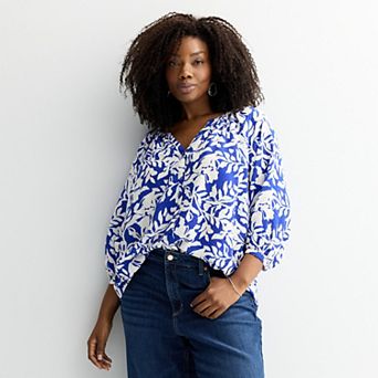 Plus Size Sonoma Goods For Life® Button-Through Peasant Top