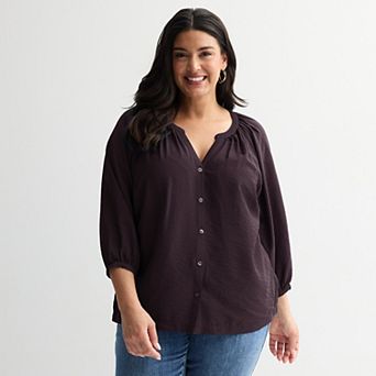 Plus Size Sonoma Goods For Life® Button-Through Peasant Top