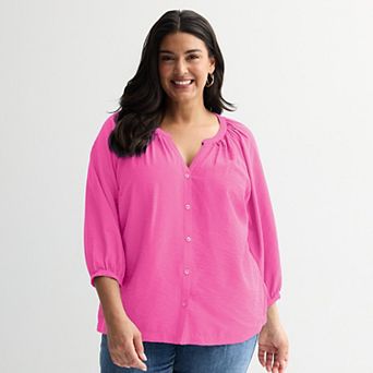 Plus Size Sonoma Goods For Life® Button-Through Peasant Top