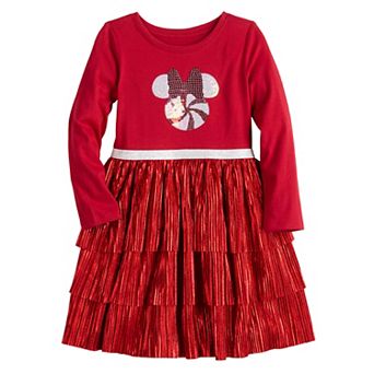 Baby & Toddler Girl Jumping Beans® Disney's Minnie Mouse Metallic Tiered Tutu Holiday Dress