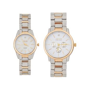 Jones New York White Two Tone His & Hers Analog Watch Set