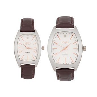 Jones New York Silver Tone Brown His & Hers Watch Set