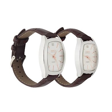 Jones New York Silver Tone Brown His & Hers Watch Set