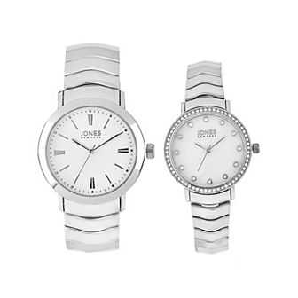 Jones New York Silver Tone His & Hers Analog Digital Watch Set