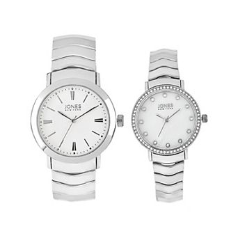 Jones New York Silver Tone His & Hers Analog Digital Watch Set
