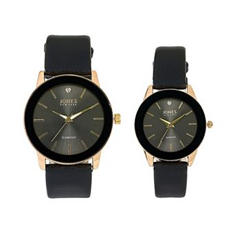 Jones New York Black Gold Tone His & Hers Watch Set