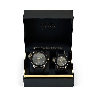 Jones New York Black Gold Tone His & Hers Watch Set