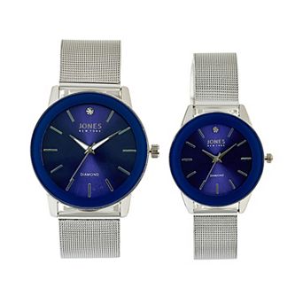 Jones New York Navy Silver Tone His & Hers Watch Set