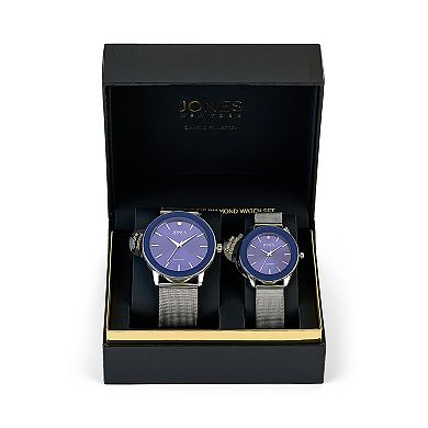 Jones New York Navy Silver Tone His & Hers Watch Set