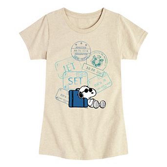 Girls 7-16 Peanuts Snoopy Travel Stamps Tee