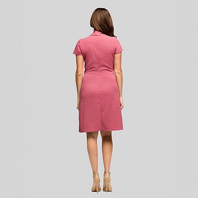 Women's 24Seven Comfort Apparel Mandarin Collar Midi Wrap Dress
