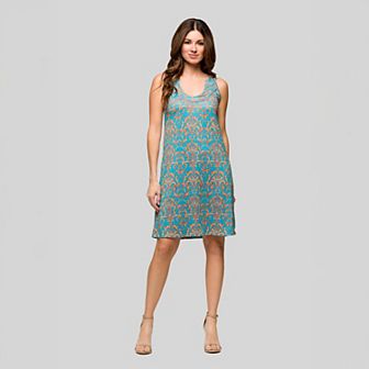 Women's 24Seven Comfort Apparel Teal Sleeveless Shift Midi Dress
