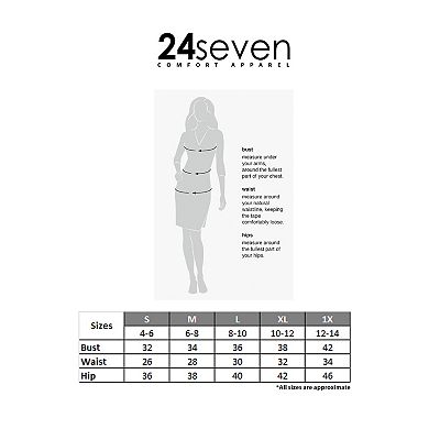 Women's 24Seven Comfort Apparel Black & White V-Neck Cap Sleeve Midi Dress