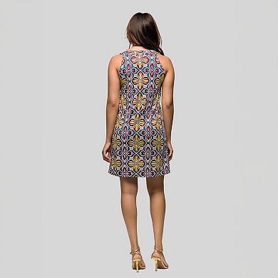 Women's 24Seven Comfort Apparel Floral Print Sleeveless Shift Midi Dress