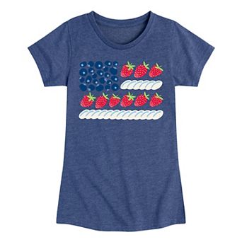Girls 7-16 USA Flag Made Of Fruit Tee