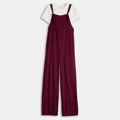 Juniors' Live To Be Spoiled Twofer Jumpsuit & Tee