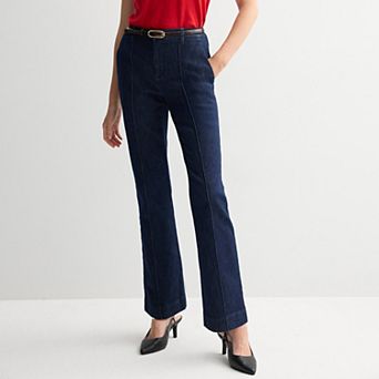 Petite Nine West Pintuck Bootcut Denim Trousers