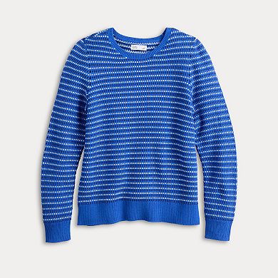 Women's Croft & Barrow® Long Sleeve Textured Stripe Pullover Sweater