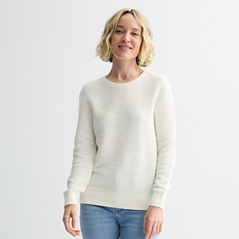 Women's Croft & Barrow® Long Sleeve Textured Stripe Pullover Sweater