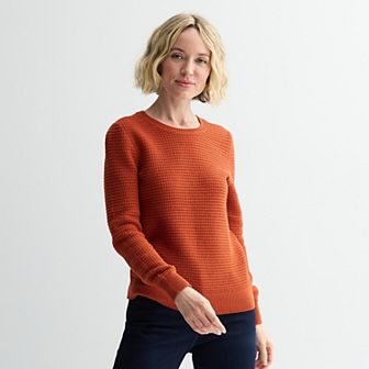 Women's Croft & Barrow® Long Sleeve Textured Stripe Pullover Sweater