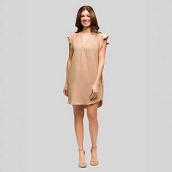 Women's 24Seven Comfort Apparel V-Neck Cap Sleeve Knee Length Pocket Dress