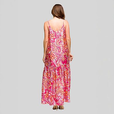Women's 24Seven Comfort Apparel Lightweight Spaghetti Strap Pocket Maxi Dress