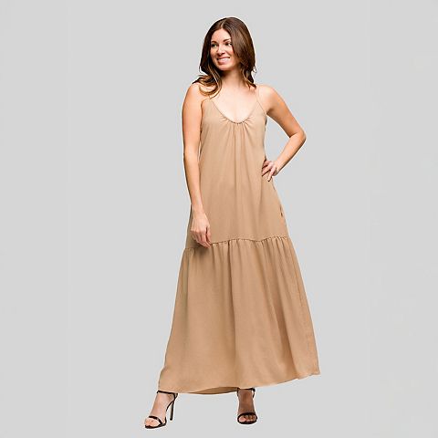 Женские платья 24Seven Women's 24Seven Comfort Apparel Lightweight Spaghetti Strap Pocket Maxi Dress