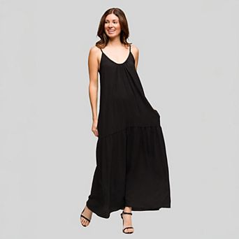 Women's 24Seven Comfort Apparel Lightweight Spaghetti Strap Pocket Maxi Dress