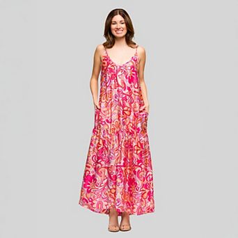 Women's 24Seven Comfort Apparel Lightweight Spaghetti Strap Pocket Maxi Dress