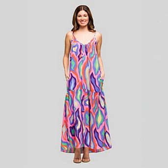 Women's 24Seven Comfort Apparel Lightweight Spaghetti Strap Pocket Maxi Dress