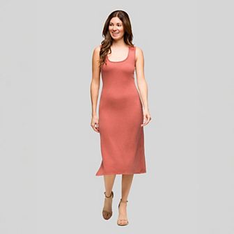 Women's 24Seven Comfort Apparel Fitted Sleeveless Side Slit Midi Dress